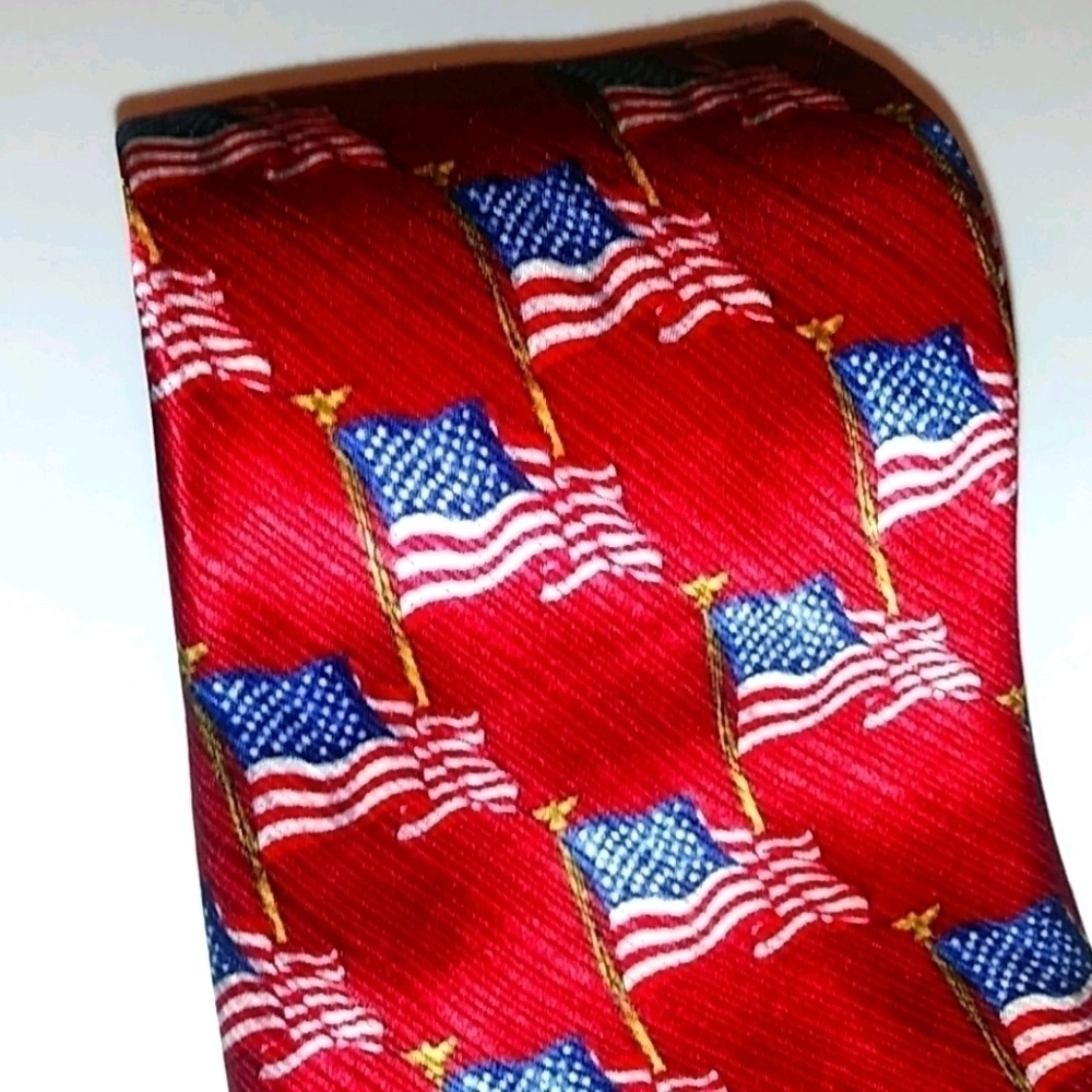 Saville Row American Flag 100% Silk Necktie 🇺🇸 Like New ! - Picture 2 of 6